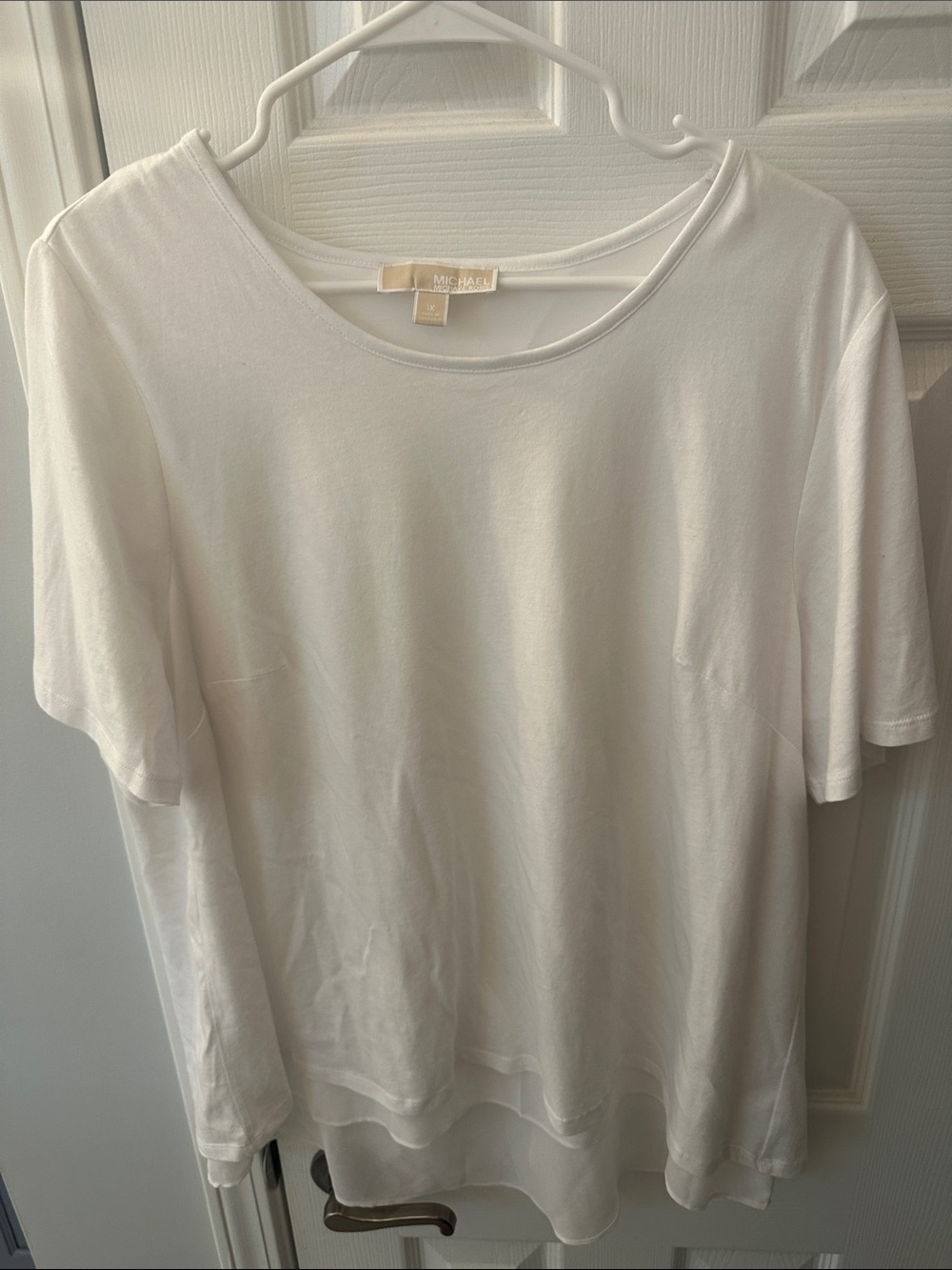 Michael Kors White Short Sleeve Layered Hem Tee